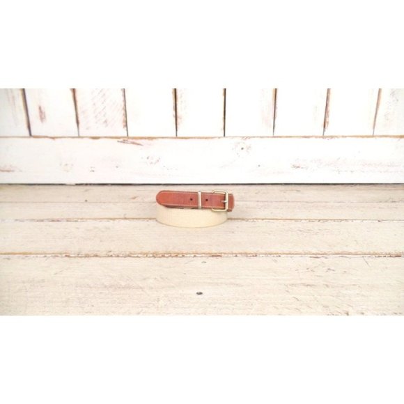 Vintage woven tan leather/canvas belt/braided chord belt/30"/32" waist - Picture 3 of 5